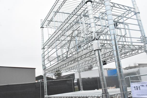 Chrome finish 7 tier wire shelving unit in excellent condition. Requires buyer dismantling. Freight charges applicable.