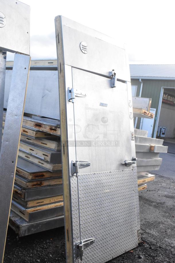 Two Penn walk-in boxes, stackable to form a combo box. Missing compressors, condensers, and evaporator fans.