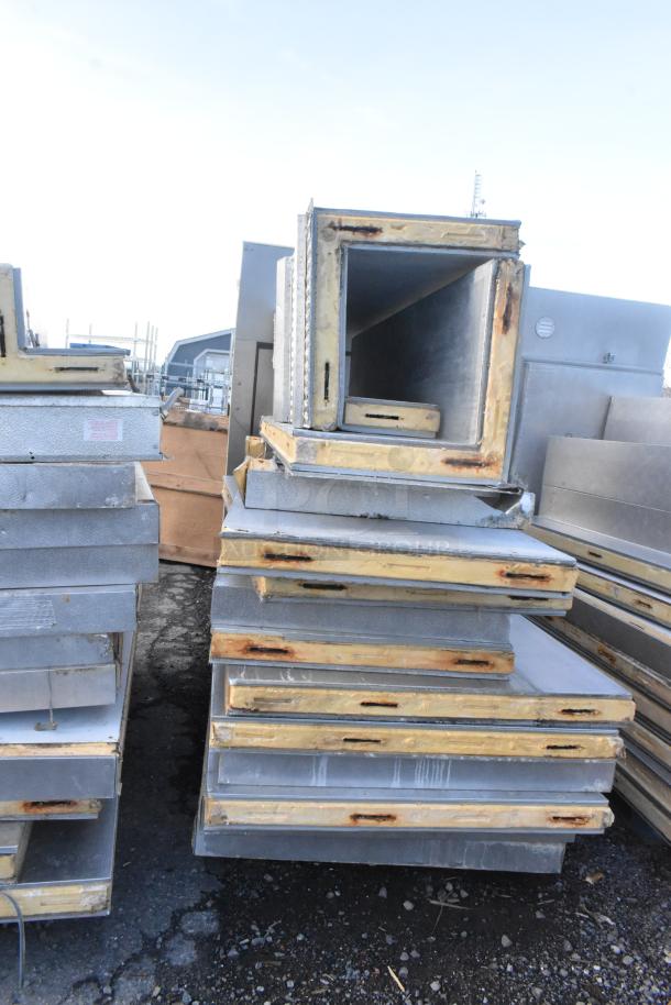 2 Penn walk-in boxes, stackable, weathered condition, missing compressors, condensers, and evaporator fans.