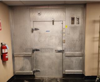 2 Penn walk-in boxes forming 10'x20' combo box; lacks compressors, condensers, evaporator fans; diamond plate door; good condition.