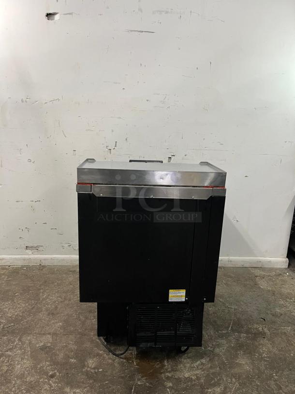 Beverage-Air GF24L-B underbar glass froster, commercial grade, black exterior, stainless steel top, visible rear vent, used condition.