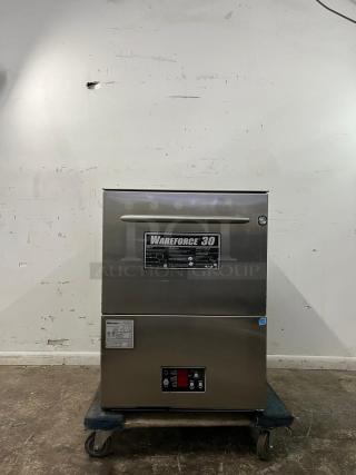 WAREFORCE UH30-E Commercial Dishwasher, energy-efficient, high-temp, stainless steel, undercounter model, visible control panel.