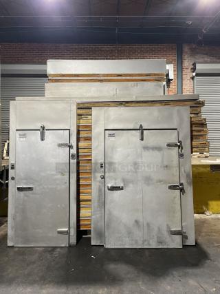 Tafco Commercial stainless steel 12'x18' walk-in prep cooler/freezer combo; panels with floor; door model DJ48; visible wear.