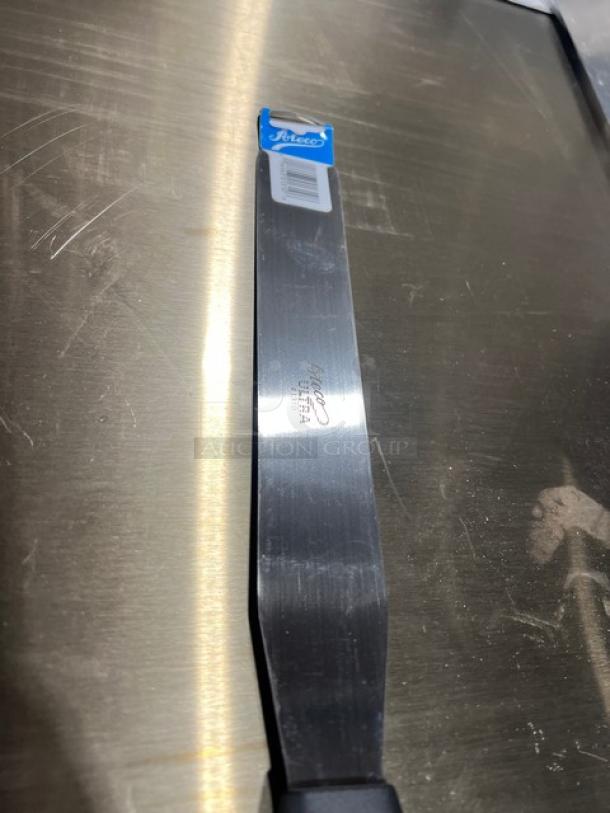 Ateco Ultra Series 10" stainless steel spatula, Model 1310, with black grip handle and visible branding tag. New condition.