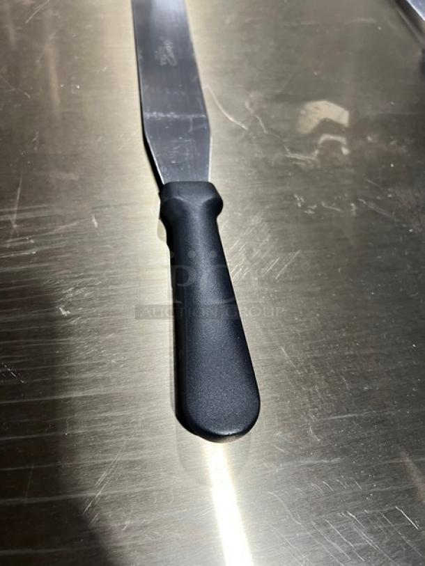 Ateco Ultra Series 10" stainless steel straight spatula, Model 1310, with black grip handle, new condition.