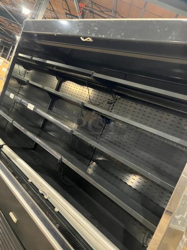 IRS Orchid76SL1800 refrigerated display case with black finish, multi-tier shelves, adjustable shelving, model 2017, 110V.