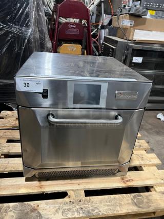 Late Model! Merrychef Commercial Stainless Steel Electric Powered Rapid Cook Countertop Convection Oven! With Digital Touch Controls & Wired Oven Racks! Model: eikone4 SN: 1310213091084! 208/240V! - Item #1224153