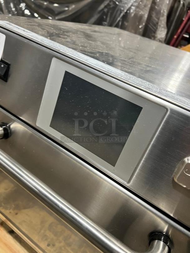 Merrychef eikone4 commercial convection oven, stainless steel, digital touch controls, wired oven racks, 208/240V.