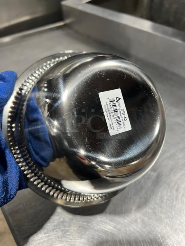 NEW Adcraft SIB40 stainless steel ice/relish bowl, 40 oz, pristine condition, with model sticker visible.