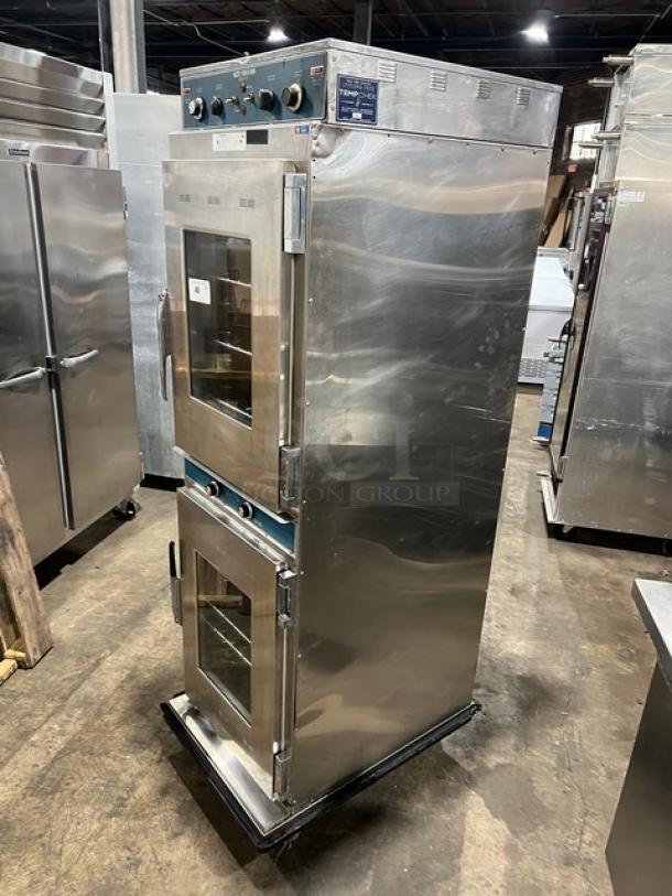 Alto-Shaam Halo Heat Series stainless steel commercial cook & hold oven, model 1000-TH/I, with dual compartments and wire racks.
