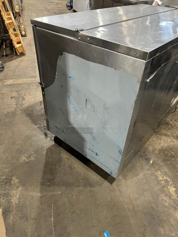 Beverage-Air SM58N-S stainless steel milk cooler with poly coated racks, 115V, good condition, SN: 11907446.