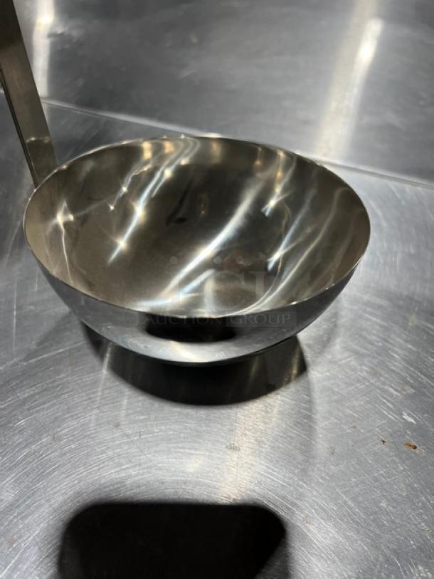 Adcraft Commercial Stainless Steel 24 Oz. Serving Ladle, Model LAD24. Shiny finish, robust build, excellent condition.