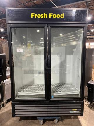 True Commercial Black Double Glass Swing Door Reach-In Merchandiser Refrigerator! Energy Star Certified! With Poly Coated Wired Racks! Model: GDM-49-HC~TSL01 SN: 9440209! 115V 1 Phase! - Item #1224298