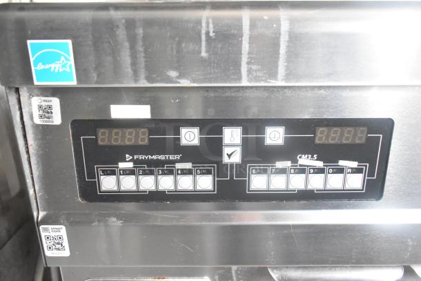 Frymaster CM3.5 control panel, features digital display, labeled functions, and QR code for smart care service.
