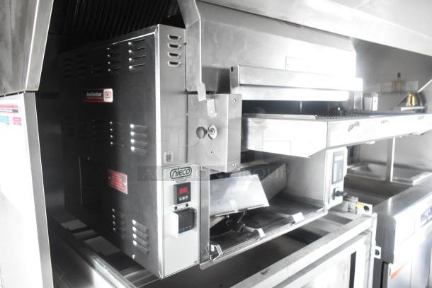 Nieco charbroiler grill inside Cruising Kitchens 24' fully equipped Burger King fast food trailer, 2021 model.