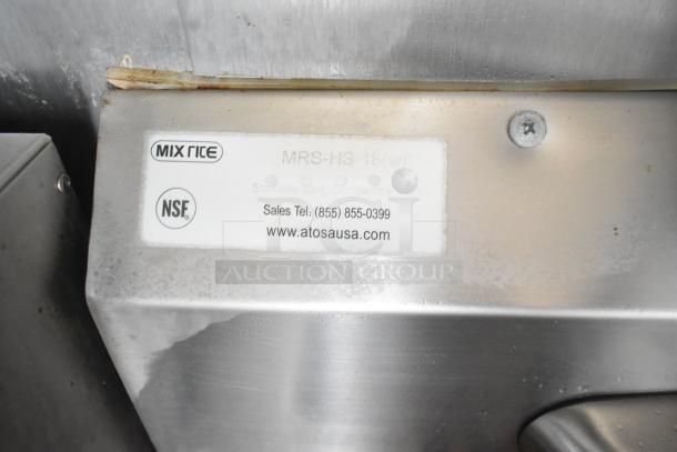 Label on stainless steel food trailer sink, marked with MixRite, model MRS-HS-18(w), NSF certified, contact info.