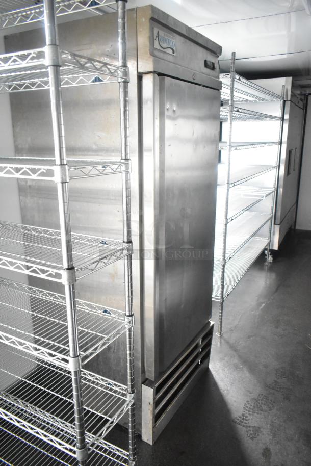 Southern Dimensions 24' cold food trailer interior, featuring Avanto fridge, wire shelving, and commercial-grade equipment.