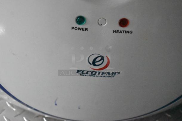 Power and heating indicators on an Eccotemp appliance, labeled "The Future of Efficiency."