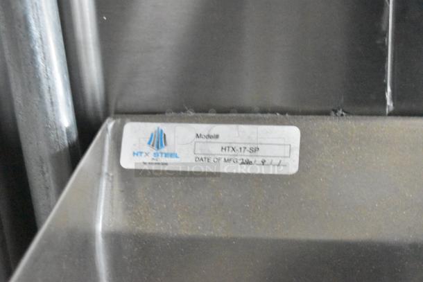 Label from NTX Steel Model# HTX-17-SP, manufactured in 2021, on ATX 24' food trailer component.