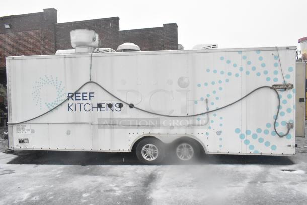 24' Cruising Kitchens food trailer, outfitted with commercial equipment, labeled "REEF KITCHENS," sold with clear title.