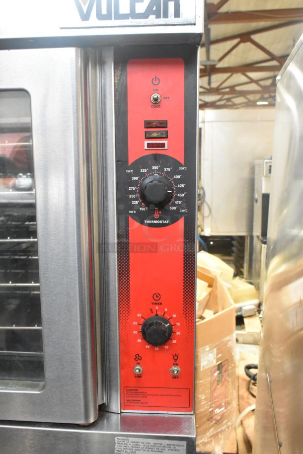 Vulcan VC6GD-SEFCAM5 commercial gas convection oven with stainless steel finish, view doors, and thermostatic controls.