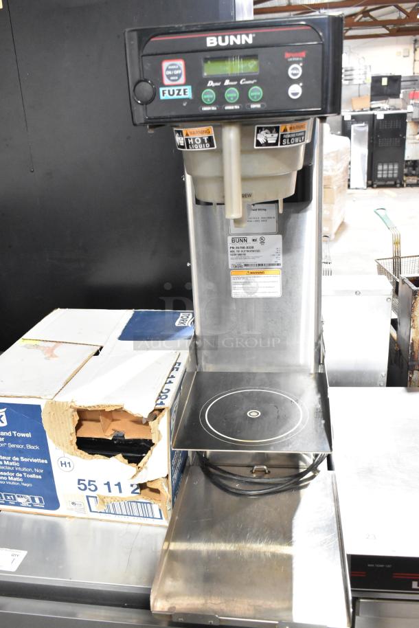 Bunn ITCB-DV stainless steel iced tea machine with poly brew basket, 120 volts, features digital controls, used condition.