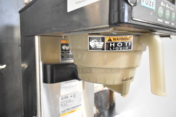 Bunn ITCB-DV Stainless Steel Commercial Iced Tea Machine, 120 Volts, 1 Phase, poly brew basket, hot liquid warning label.