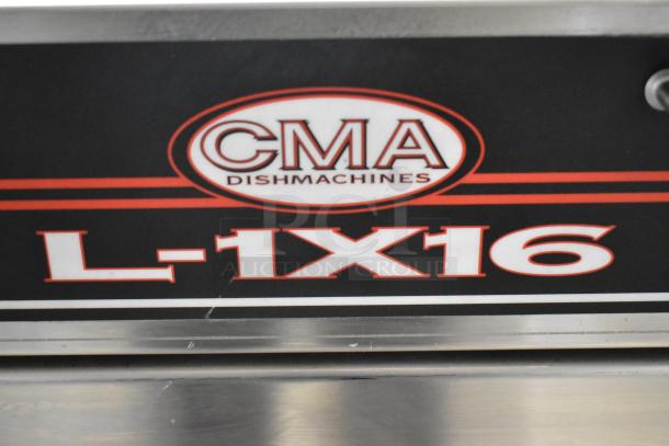 CMA L-1X16 stainless steel commercial undercounter dishwasher, 115V, 1 phase, clean condition, model branding visible.