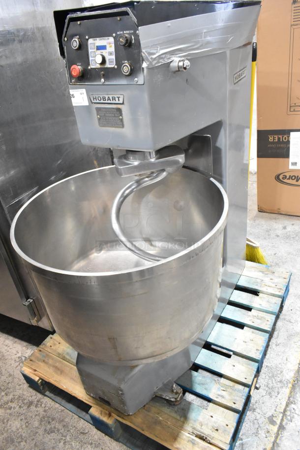 Hobart HF 270 commercial 47-gallon planetary dough mixer with mixing bowl and dough hook, 220V, 3 phase.