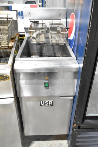 2020 USR Cookline SR114E Stainless Steel Commercial Electric Powered Deep Fat Fryer w/ 2 Metal Fry Baskets. 240 Volts. - Item #1223543
