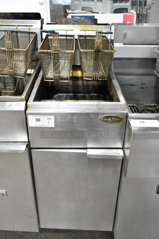Cookrite Stainless Steel Commercial Gas Powered Deep Fat Fryer w/ 2 Metal Fry Baskets. - Item #1223544