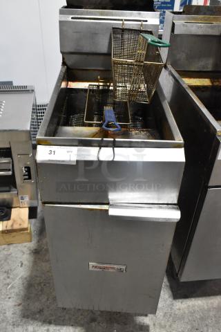 Tri-Star Stainless Steel Commercial Gas Powered Deep Fat Fryer w/ 2 Metal Fry Baskets. - Item #1223545