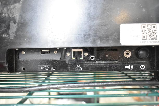 2019 Hobart HTi-LH3 metal countertop scale with label printer, tested and working, showing back ports and connections.