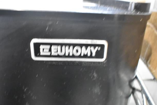 Euhomy RF-H Mini Cooler w/ Freezer, black, 115V, 1 Phase. Visible Euhomy logo. Good condition.