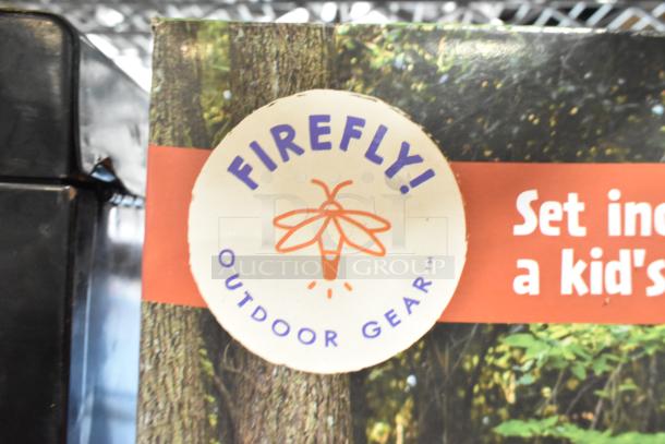 Husky black metal toolbox and tools, vinyl records, and a Firefly Outdoor Gear tent. Good condition tier lot.