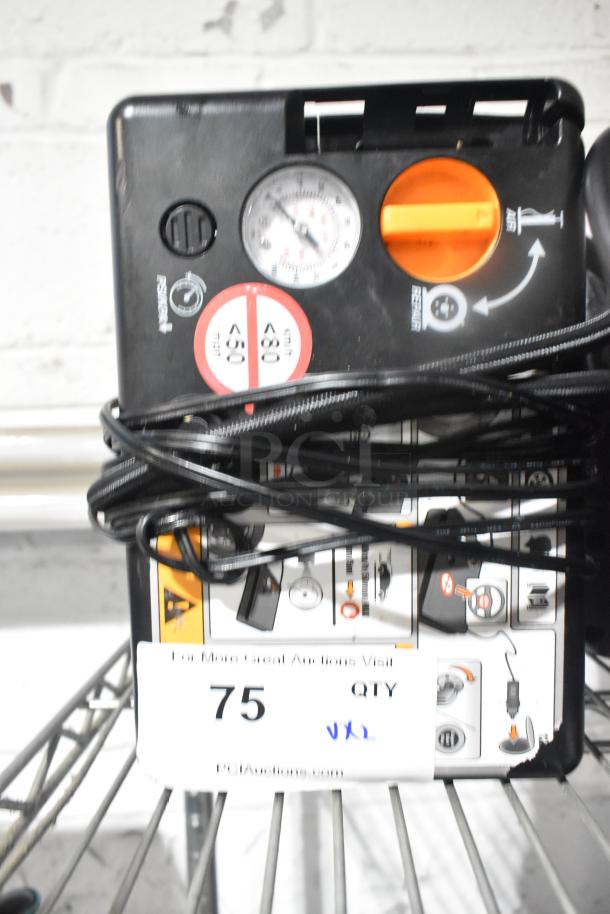 Jensen radio with controls and gauge. Includes label "75 QTY X2." Slight wear, indications of functionality intact.