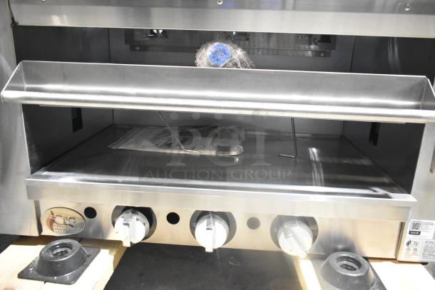 BRAND NEW Cooking Performance Group 351S36SBN 36" stainless steel salamander broiler. Natural gas, 36,000 BTU, mint condition.