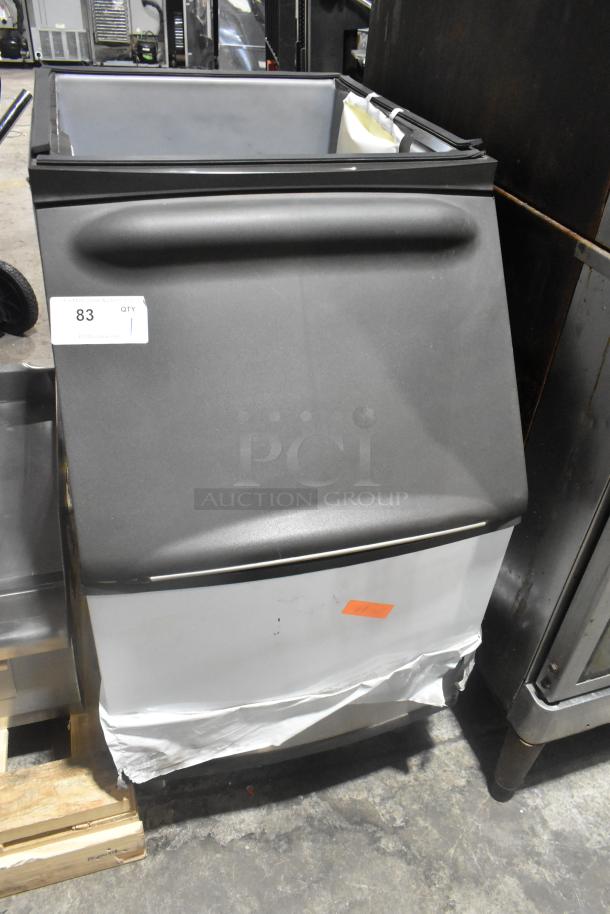 Manitowoc B320 stainless steel commercial ice bin, brand new with scratch and dent, visible label indicating item 83.