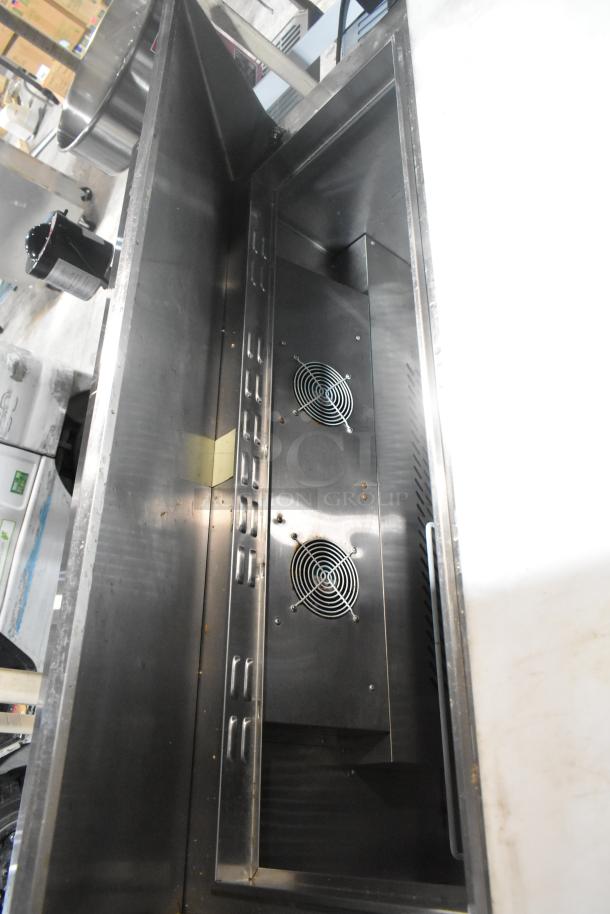 2020 Padela PDS-48-HC prep table, stainless steel, commercial casters, interior view, fans visible, 115V, excellent condition.