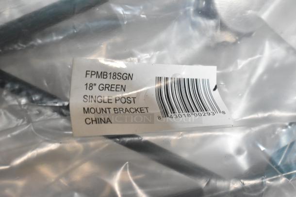 Focus FPMB18SGN bracket for 18" wall shelf; new condition in package; label indicates "18” green, single post, China."