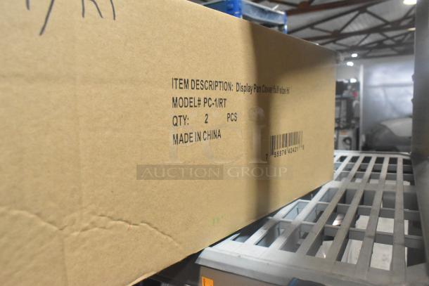 Cardboard box labeled for Update PC-1/RT full-size roll-top display pan cover, quantity 2, made in China.