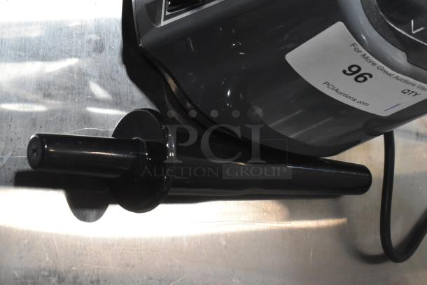 BRAND NEW AvaMix 928BL2VS 2 hp commercial blender with cord and tag visible, indicating model info, on metal surface.