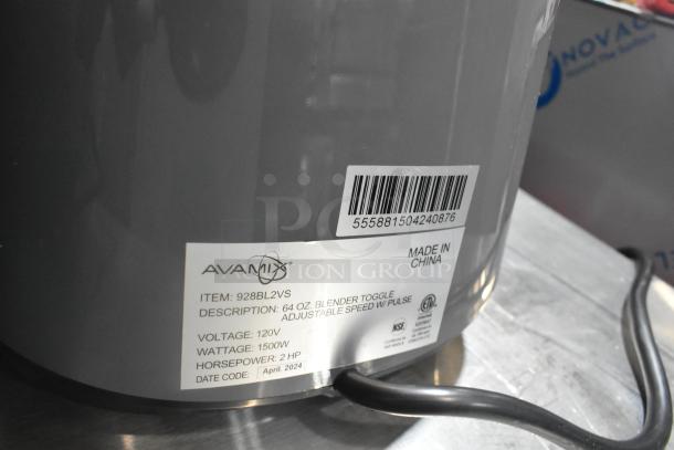 BRAND NEW AvaMix 928BL2VS 2 hp Commercial Blender, 64 oz. Tritan™ container, variable speed, 120V, scratch and dent condition.