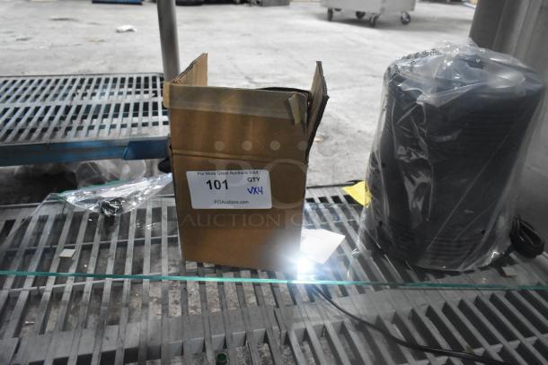 Four new scratch and dent items, including Avantco 184PBT12A switch, Lincoln 369398 valve, Avantco 19386576 glass panel. Box labeled QTY 4.