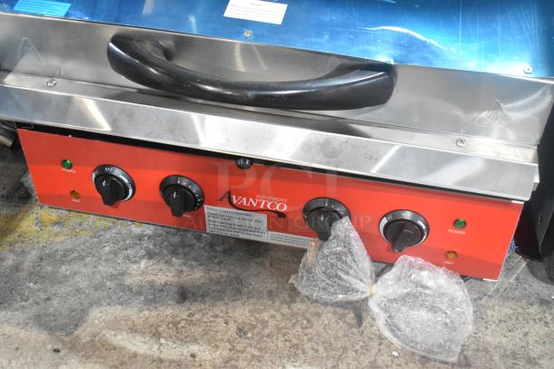 Brand new Avantco 177SAL23M Salamander, stainless steel, 23" electric countertop model. Scratch and dent condition, with visible controls.