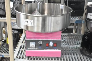 Carnival King 382CCME21 cotton candy machine, new scratch and dent, 21" stainless bowl, 110 volts, 1 phase, pink base.