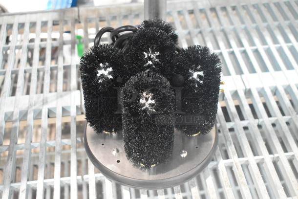 Brand new Noble 274LCNBGW heavy-duty upright five brush electric glass washer, 120 volts, 1 phase, slight scratches.