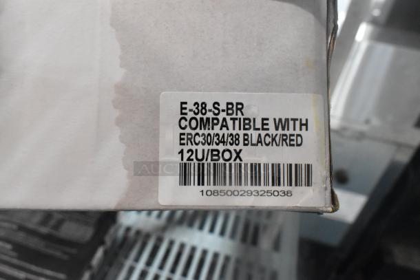 Box label for PointPlus ERC-30/34/38 Ink Ribbon, compatible with select Epson printers, 12 units per box, part number 105RB918.