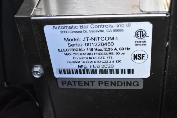 2020 Automatic Bar Controls JT-NITCOM-L stainless steel Nitro Dispenser, 115V, tested working, label shows model and specs.