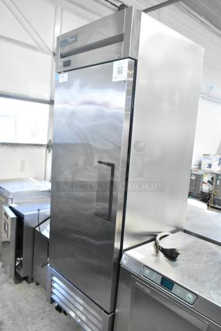 2023 True T-23F-HC Stainless Steel Commercial Single Door Reach In Freezer w/ Poly Coated Racks on Commercial Casters. 115 Volts, 1 Phase. - Item #1223987